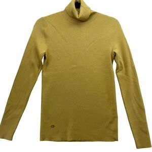 Lauren Ralph Lauren Women's L‎ Gold Metallic Ribbed Turtleneck Knit Sweater Long